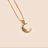 moon necklace, gold vermeil moon necklace, 18K gold vermeil moon necklace 