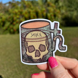 Saturn Skull Mug Glitter Sticker (free shipping)