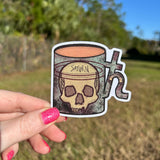 Saturn Skull Mug Glitter Sticker (free shipping)
